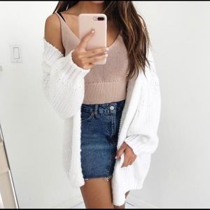 Chunky oversized white cardigan